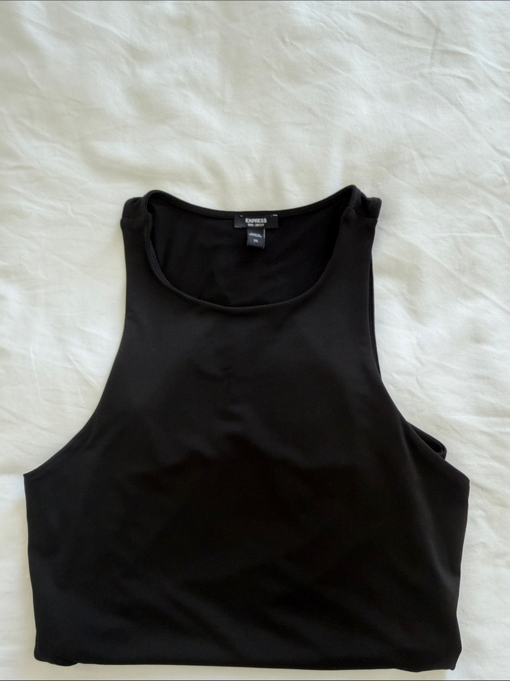 Express Black Cropped High-Neck Bodysuit